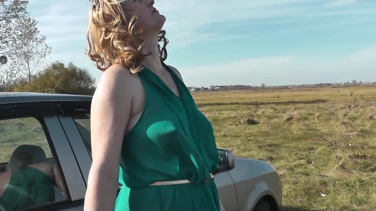 Milf Beautiful Sexy Blonde Outdoors On River Bank Washes Car Without Panties And Bra Under Dress. No Panties In Public_main_thumbnail