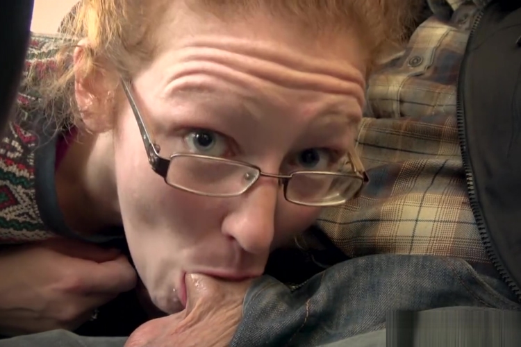 Red head MILF Ivy sucking off hubby in public parking lot_main_thumbnail