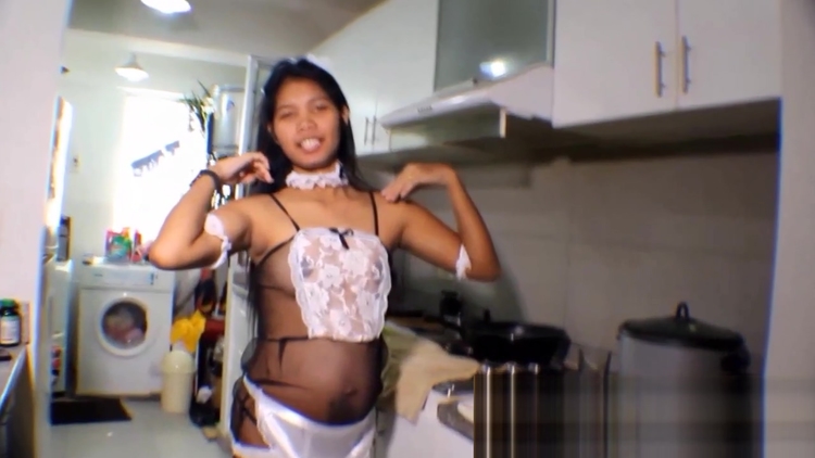 HD 19 week pregnant thai teen 18+ heather deep in maid outfits gives deepthroat and creamthroat in the kitchen_main_thumbnail