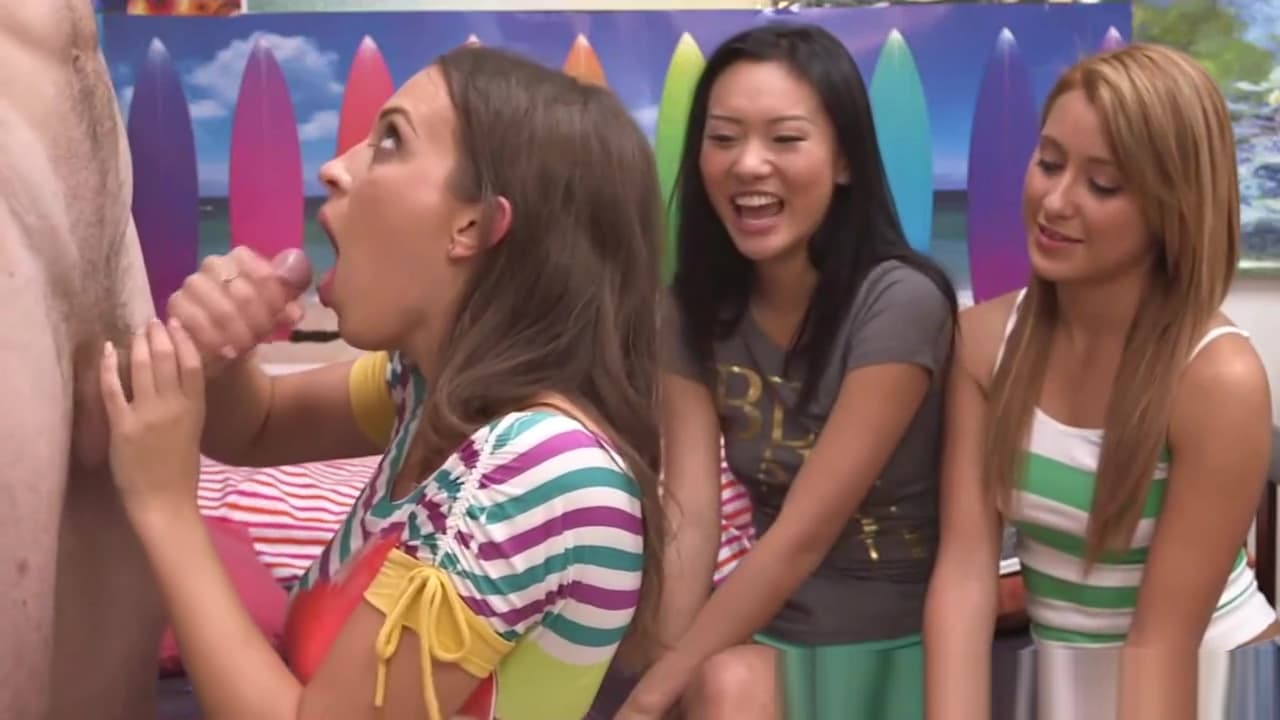 Three clothed females blow naked male_main_thumbnail