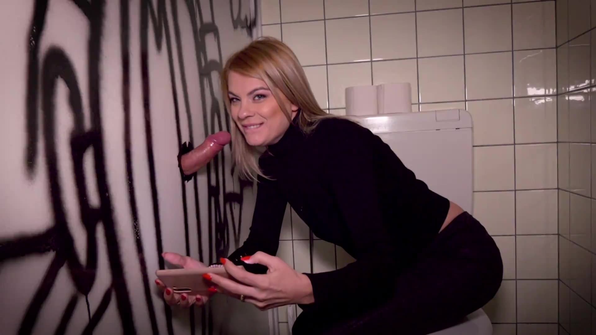 Hot Blonde Horny Wife Her First Glory Hole In A Public Toilet_main_thumbnail