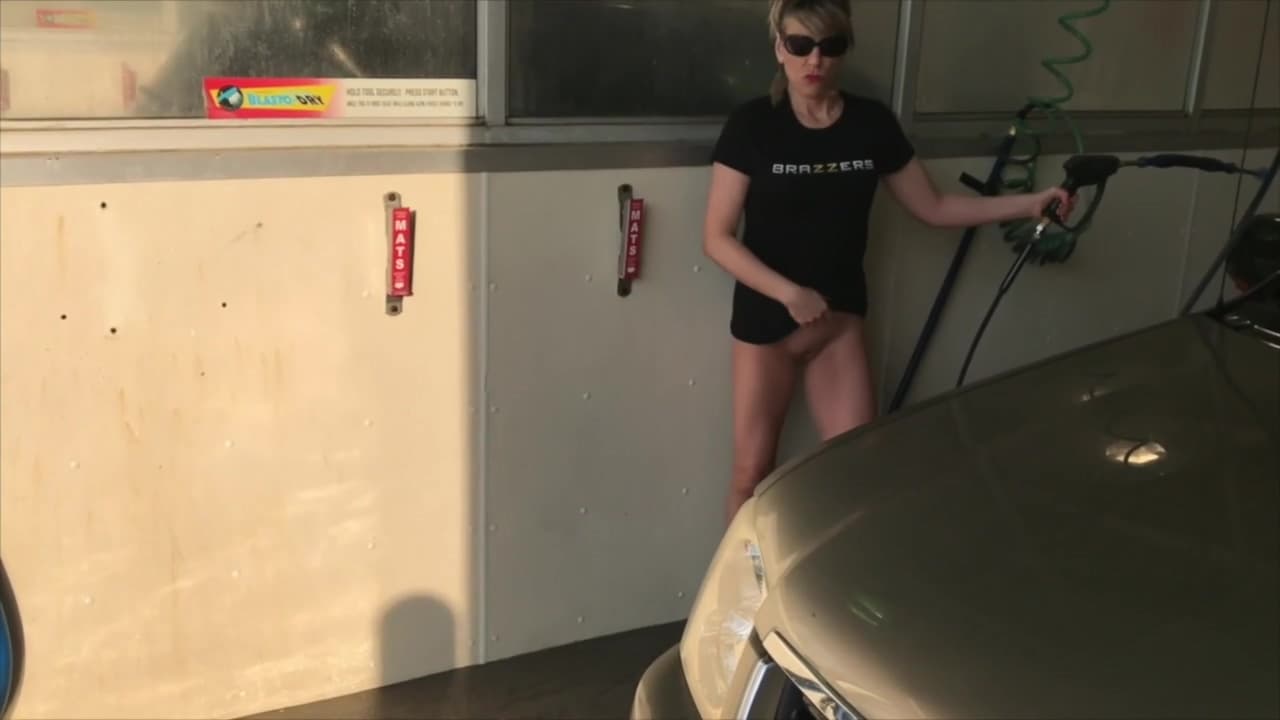 Milf Washing Car With No Panties Heels Busy Outdoor Carwash_main_thumbnail